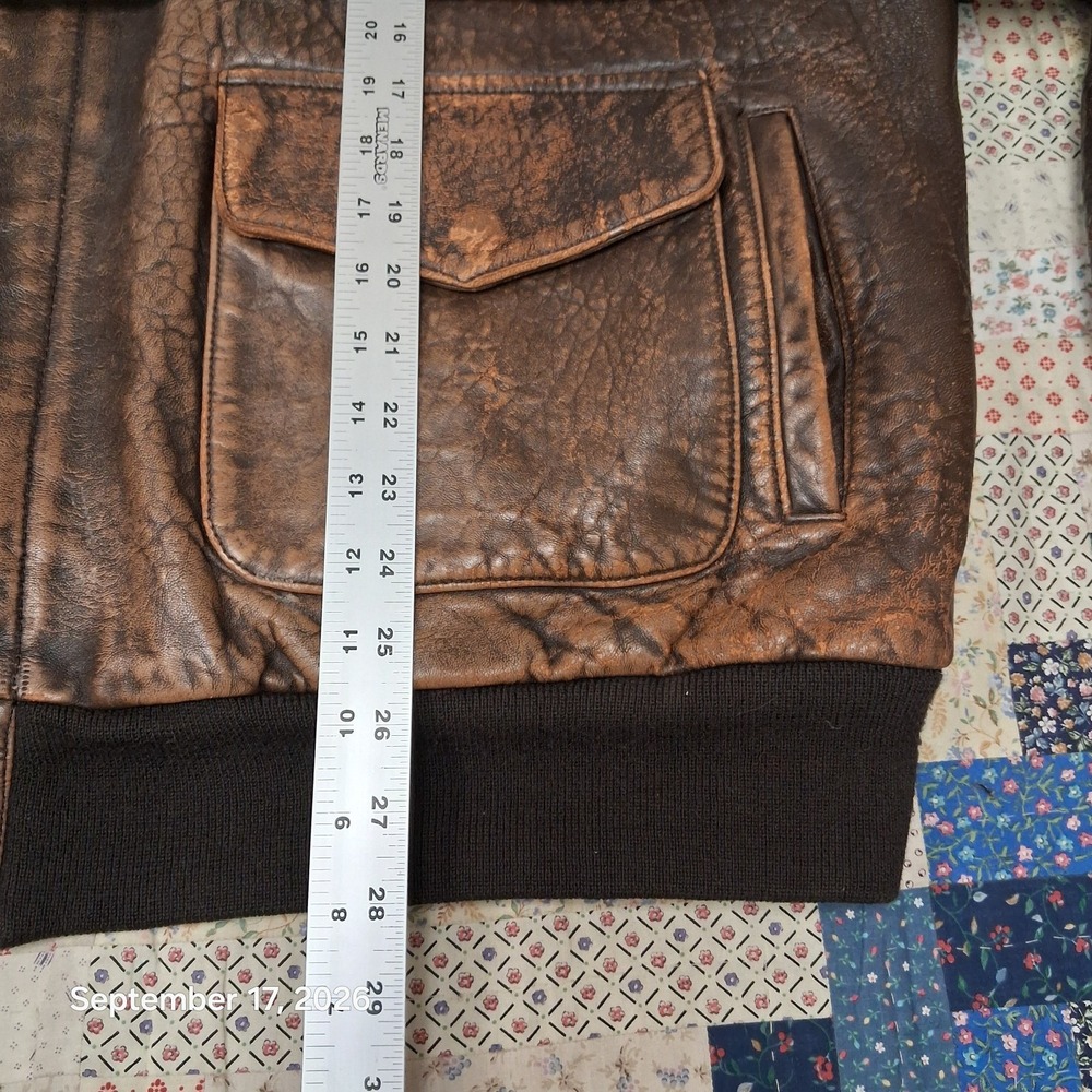 Avirex Type A-2 Leather Bomber Jacket Mens XXL Brown Flight Stars and Stripes - Picture 15 of 16